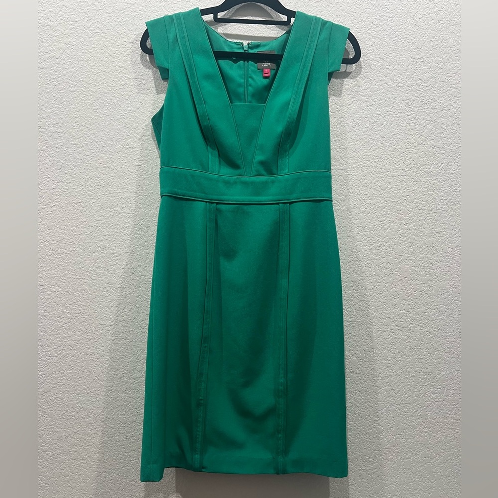 Vince Camuto Green Sheath Mini Dress V-Neck Sleeveless - Picture 1 of 4